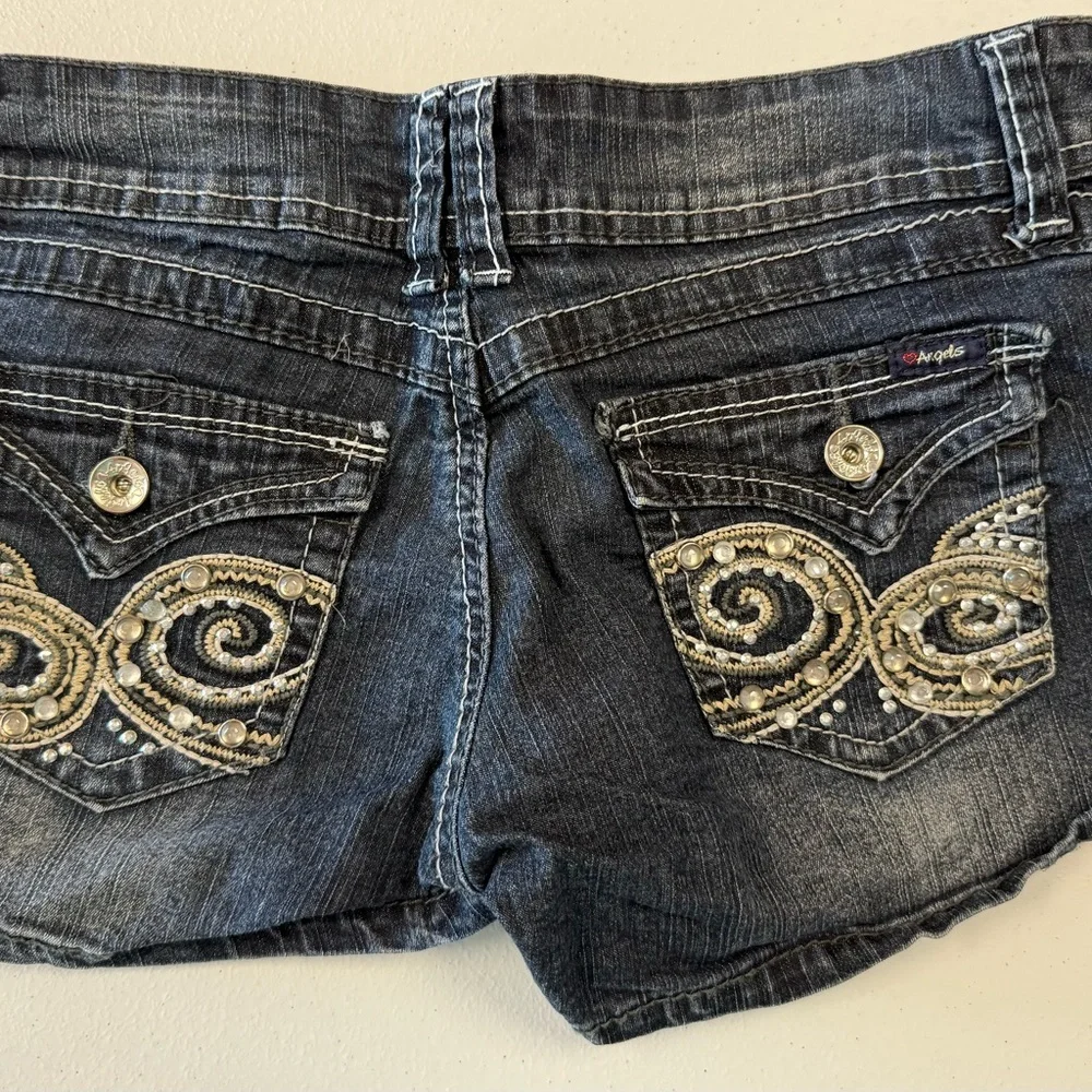Angels Women's Dark Blue Denim Shorts - Picture 2 of 5
